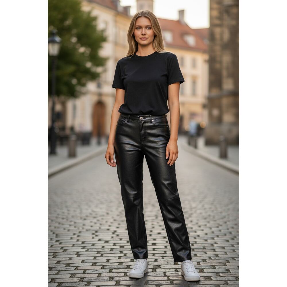 Abercrombie & Fitch Curve Love 90s Straight Ultra High Rise Black Pants Sz 30 10